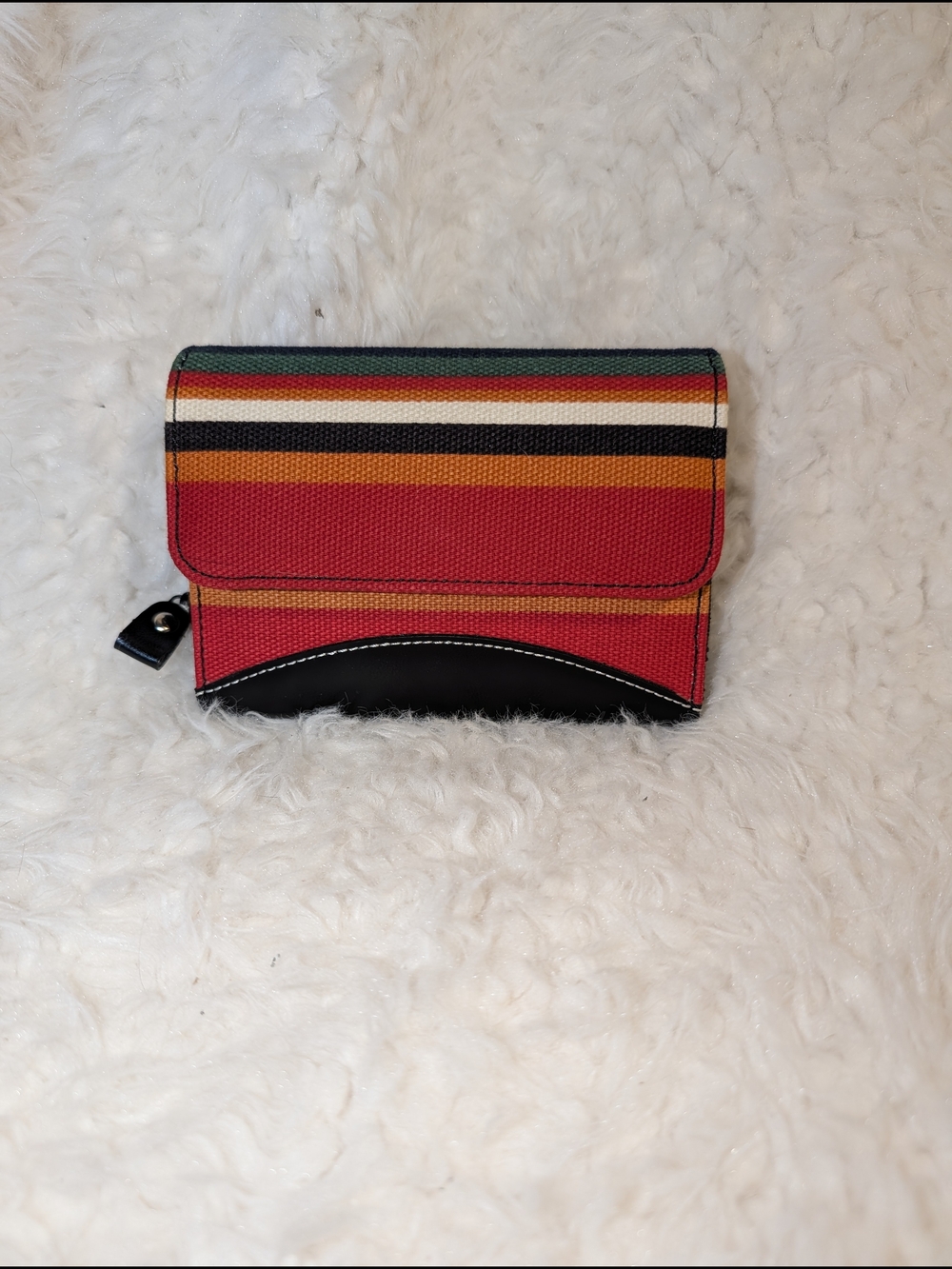 Striped Red Canvas Compact Wallet - Unbranded